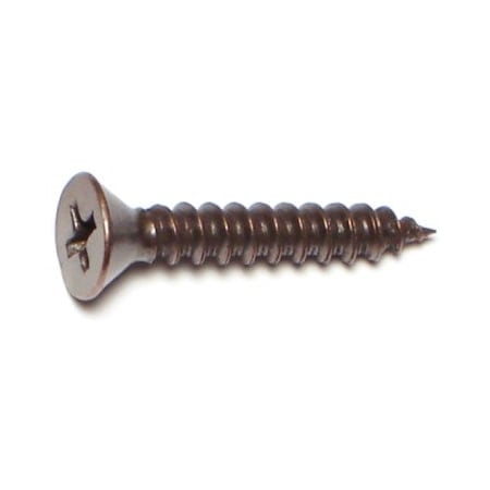 Wood Screw, #9, 1 In, Plain Brass Flat Head Phillips Drive, 35 PK